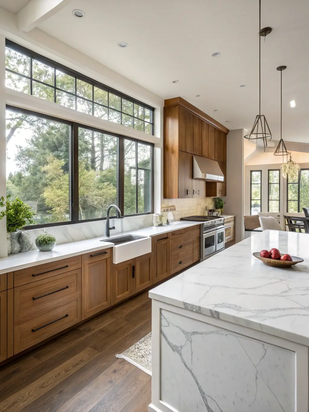 A well-equipped kitchen in a Nova Stay Homes property, featuring stainless steel appliances, granite countertops, and ample storage space, highlighting the high-quality finishes and functionality.